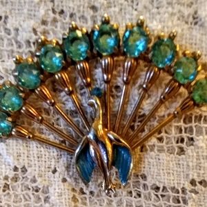 Vintage 1940s Peacock Brooch